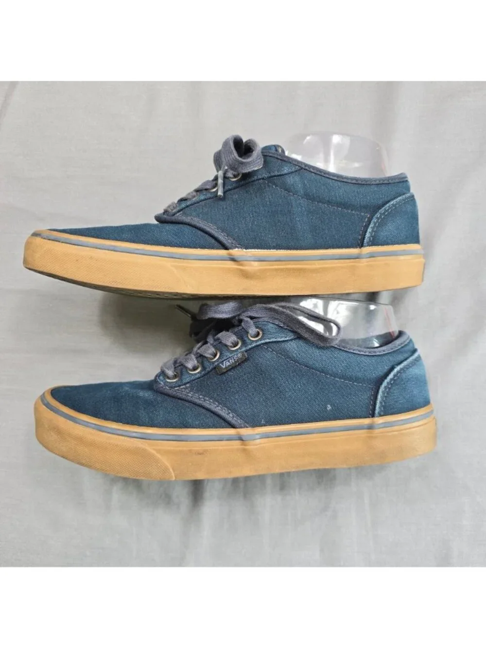 Vans 8.5 Mens Sneakers Navy Gum Low Top Lace Up Casual Canvas Shoes - Picture 4 of 10